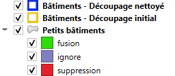 Exemple de fusion/suppression des très petits bâtiments issus du cadastre