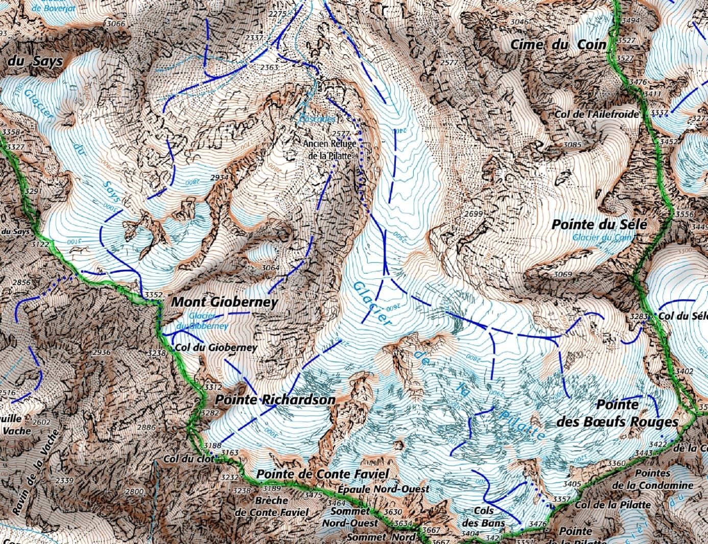 Rafraîchissement des traces de randonnée hivernale, en provenance de la Fondation Petzl, avec une représentation graphique retravaillée et optimisée