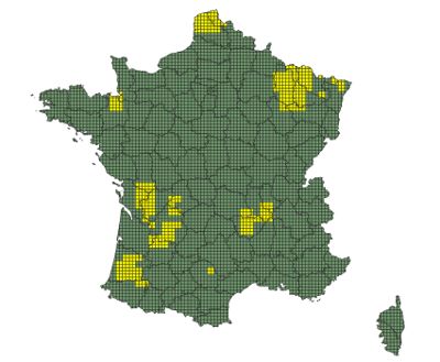 Mises à jour de 132 dalles (en jaune) opérées entre mars et septembre 2026 hors secteur Mont-Blanc
