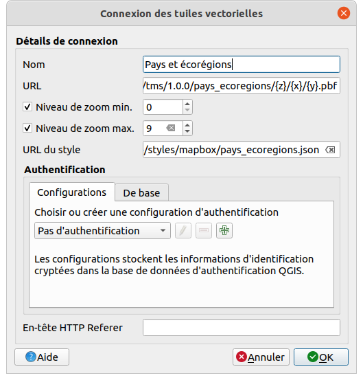 Définition d'une source "Tuile vectorielle"