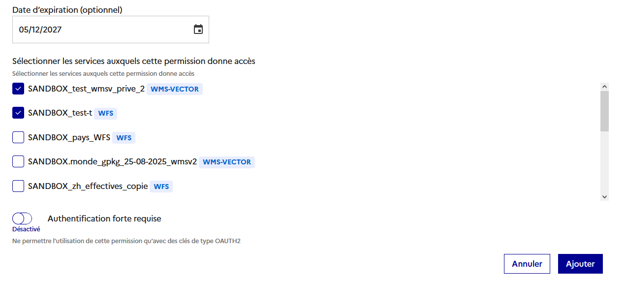 Image décrivant comment finaliser la création de la permission
