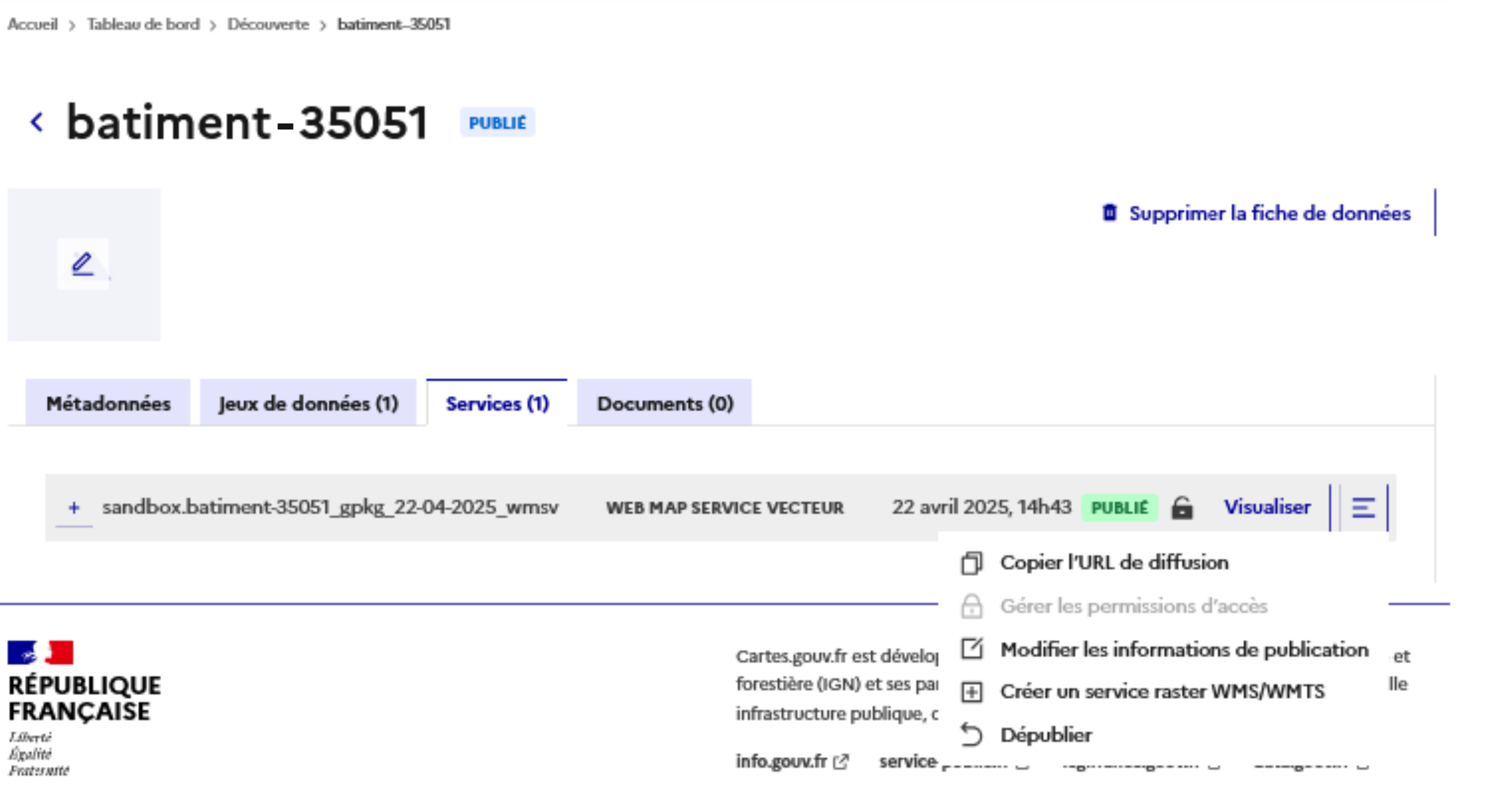 Image décrivant comment lancer la création d'un service WMS-V