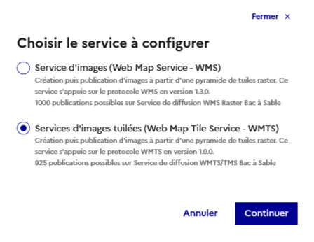 Image décrivant le choix du type de service à créer
