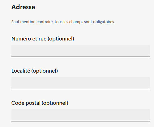 Image décrivant la fenêtre pour compléter son adresse