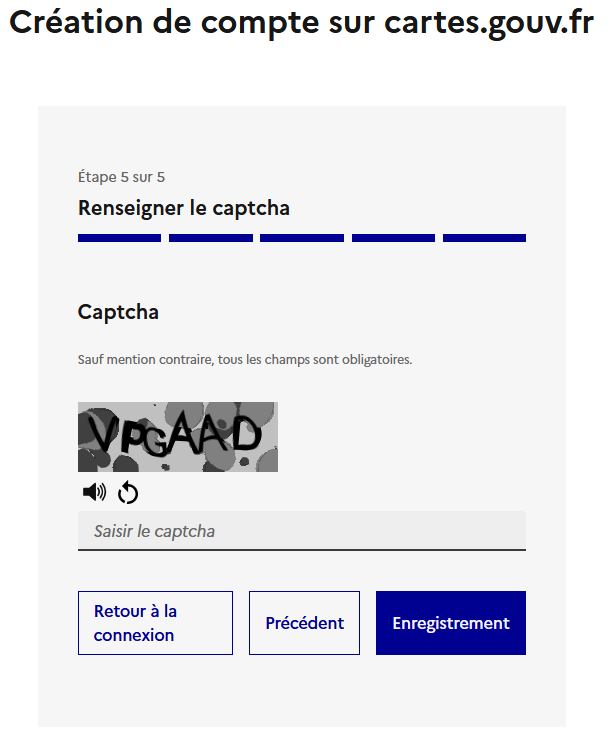Renseigner le captcha