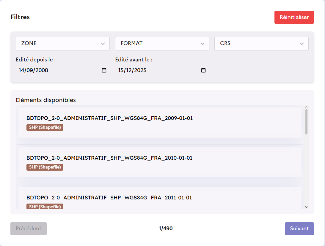 Partie téléchargement dépliée