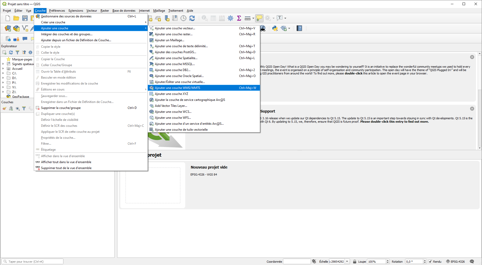 Ajouter une couche WMS/WMTS