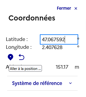 Icône permettant de placer le point aux coordonnées renseignées