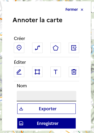 Panneau « Annoter la carte »