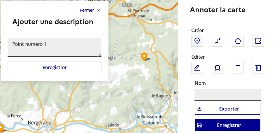 Finalisation de la création de point