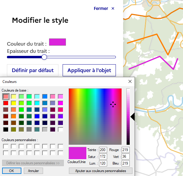 Modification de la couleur d’une ligne