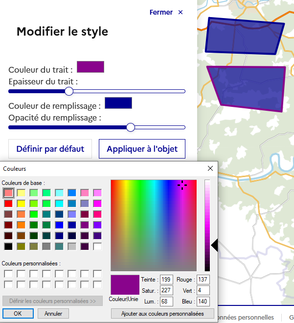 Modification de la couleur du contour d’une surface