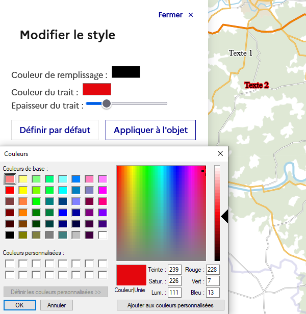 Modification de la couleur du contour d’un texte