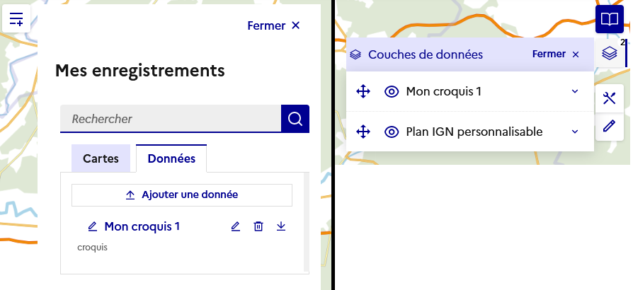 Emplacement de son croquis enregistré