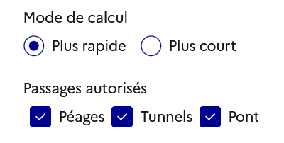 Paramétrage des options