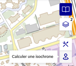 Icône de l’outil « Calculer une zone selon un temps de trajet »