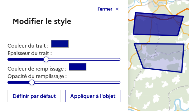 Image décrivant comment modifier la transparence du remplissage d’une surface