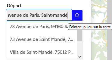 Image décrivant comment renseigner un point de départ