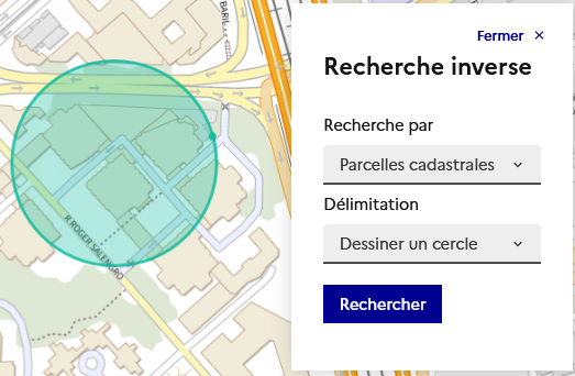 Recherche avec un cercle