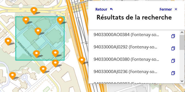 Résultat de la recherche avec une emprise