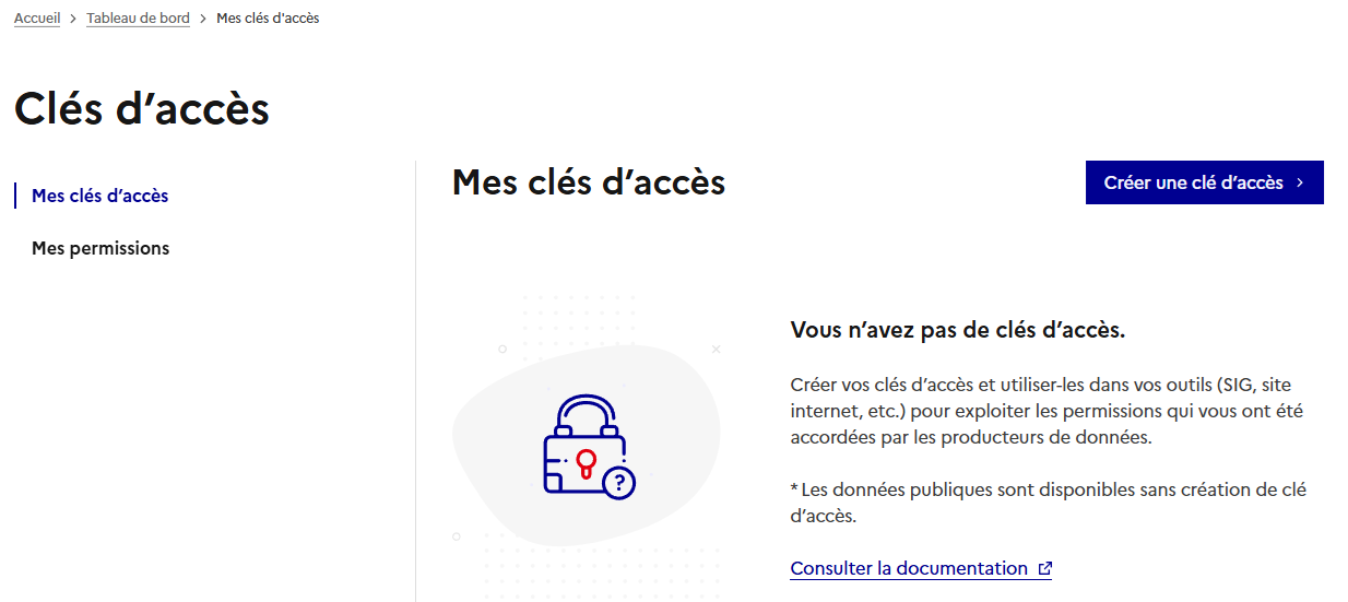 Créer une clé d’accès