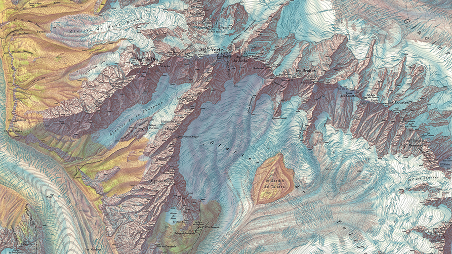 Aiguille verte, extrait d’une série de cartes au 1 : 10 000 de la région du Mont Blanc (IGN, 1940-1950)